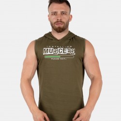 GWP INSTALLING MUSCLES KAPÜŞONLU KOLSUZ T-SHİRT-HAKİ