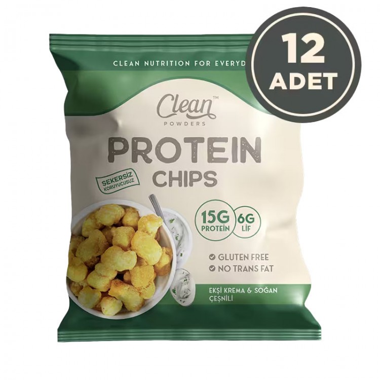 CLEAN POWDERS PROTEİN CHİPS 50 GR EKŞİ KREMA & SOĞAN ÇEŞNİLİ 12 ADET CLEAN POWDERS PROTEİN CHİPS 50 GR EKŞİ KREMA & SOĞAN ÇEŞNİLİ 12 ADET