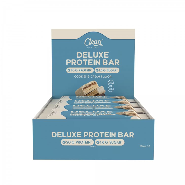 CLEAN POWDERS DELUXE PROTEİN BAR 55 GR 12 ADET BEYAZ ÇİKOLATA & KURABİYE CLEAN POWDERS DELUXE PROTEİN BAR 55 GR 12 ADET BEYAZ ÇİKOLATA & KURABİYE