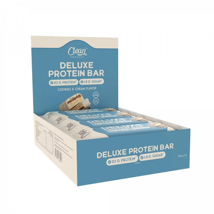 CLEAN POWDERS DELUXE PROTEİN BAR 55 GR 12 ADET BEYAZ ÇİKOLATA & KURABİYE CLEAN POWDERS DELUXE PROTEİN BAR 55 GR 12 ADET BEYAZ ÇİKOLATA & KURABİYE