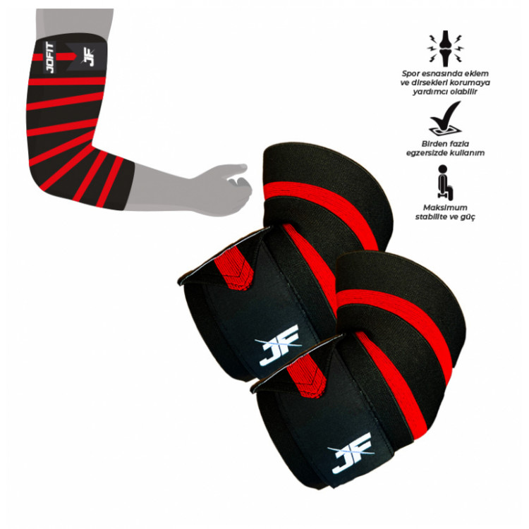 JOFİT ELBOW WRAPS SİYAH - KIRMIZI