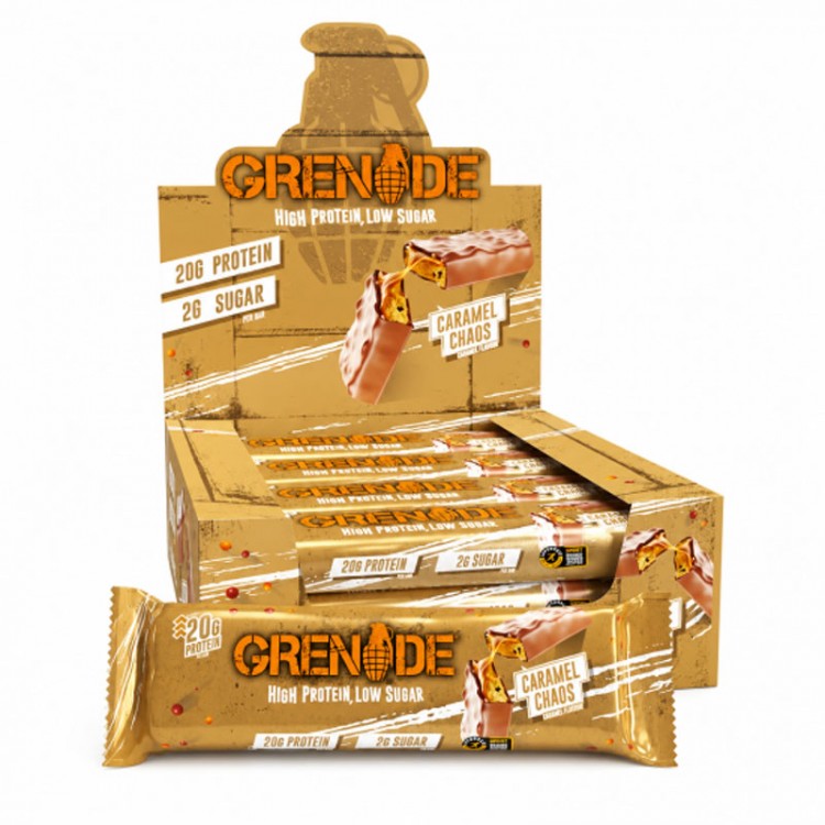 GRENADE CHAOS CARAMEL PROTEIN BAR 60 GR 12 ADET GRENADE CHAOS CARAMEL PROTEIN BAR 60 GR 12 ADET